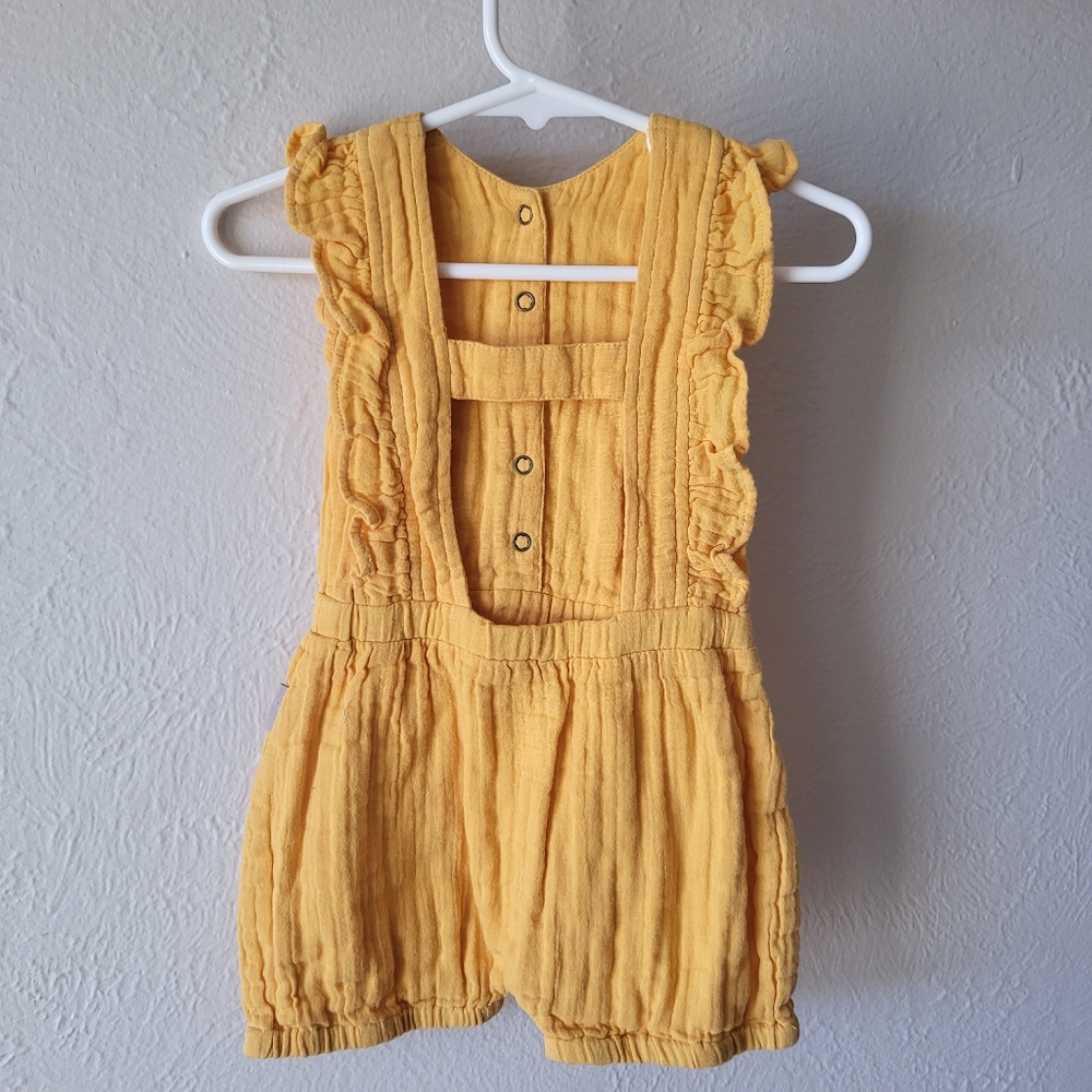 L'ovedbaby Organic Muslin Ruffle Bodysuit Romper in Saffron, 18-24m - Picture 2 of 4